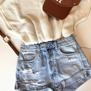 Ripped Denim Jean Shorts